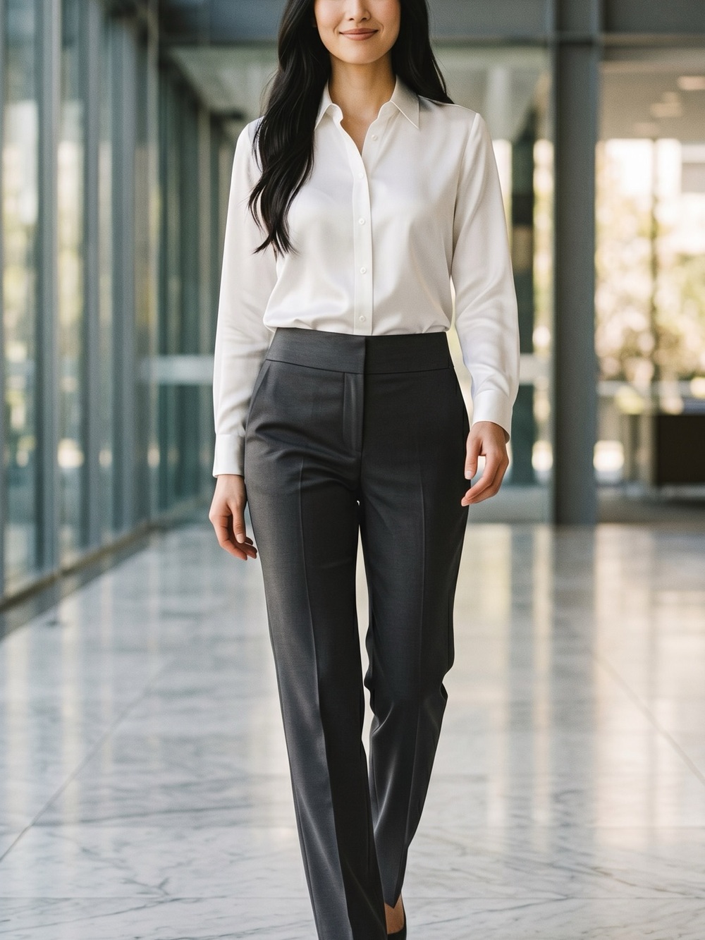 Lovely Covington Wide Leg Dress or Casual Pants in Gray. Blazer or Sweater Wear.